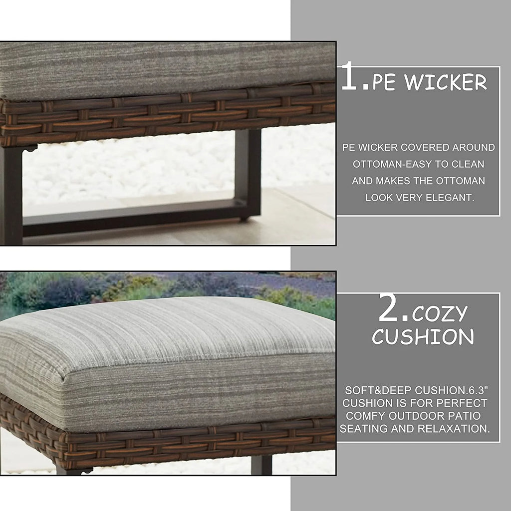Wicker Outdoor Ottoman with Cushion Y55399