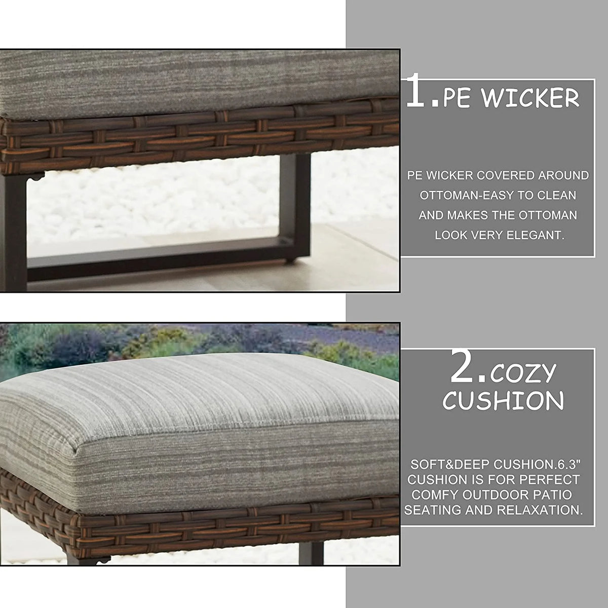 Wicker Outdoor Ottoman with Cushion Y55399