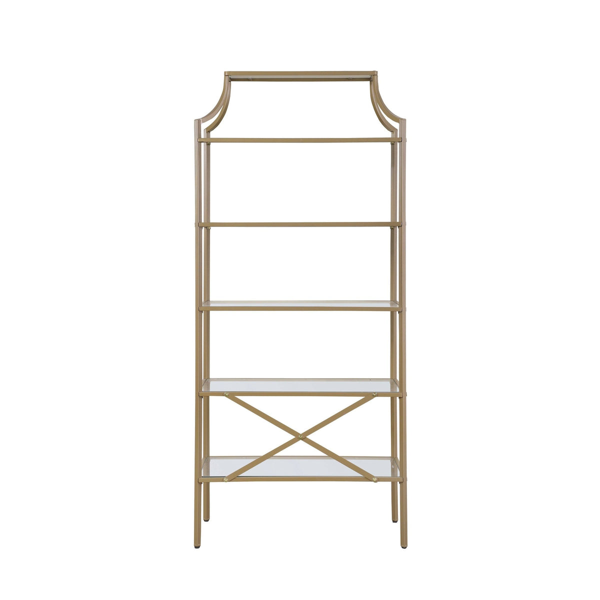 Matte Gold 5-Tier Tempered Glass Shelves Bookcase I818