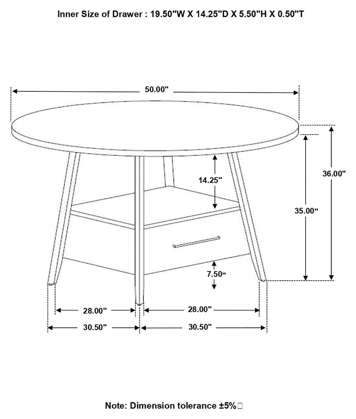 Round Counter Height Table Yukon Oak and Black X76737