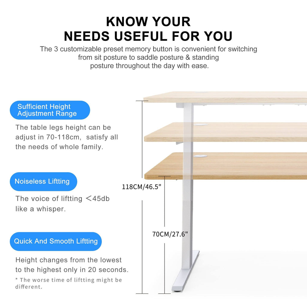 White/Brown L-Shaped Electric Height Adjustable Standing Desk N2671