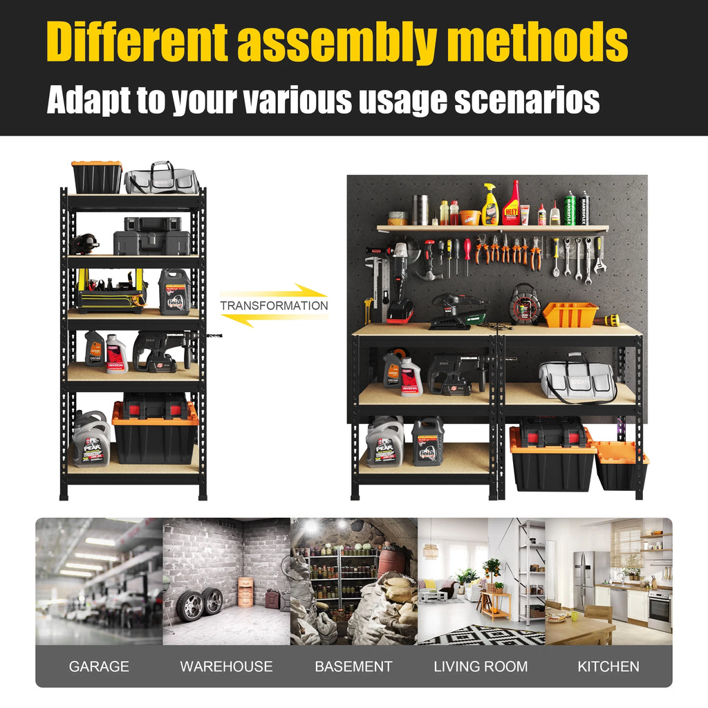 5 Tier Adjustable Metal Storage Shelves, 3 Pack P44977