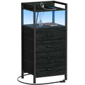White Fabric Vertical Dresser with Charging Station R878