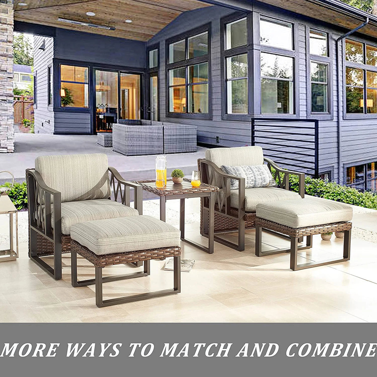Wicker Outdoor Ottoman with Cushion Y55399