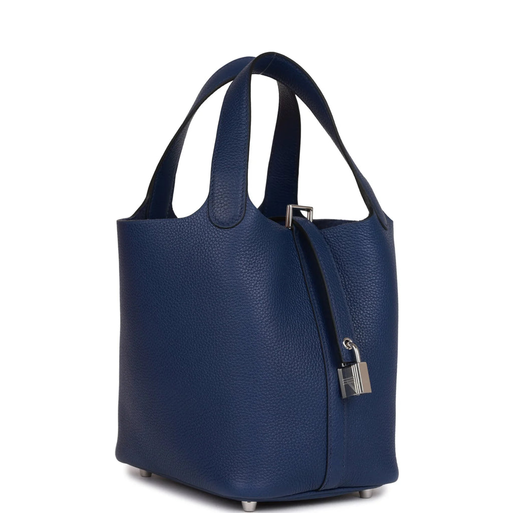 18 Bleu Saphir Palladium Hardware Bucket Bag P55123