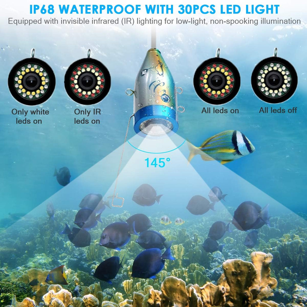 Underwater Fishing Camera with DVR IP68 7'' LCD 1080P 15m Cable Y977