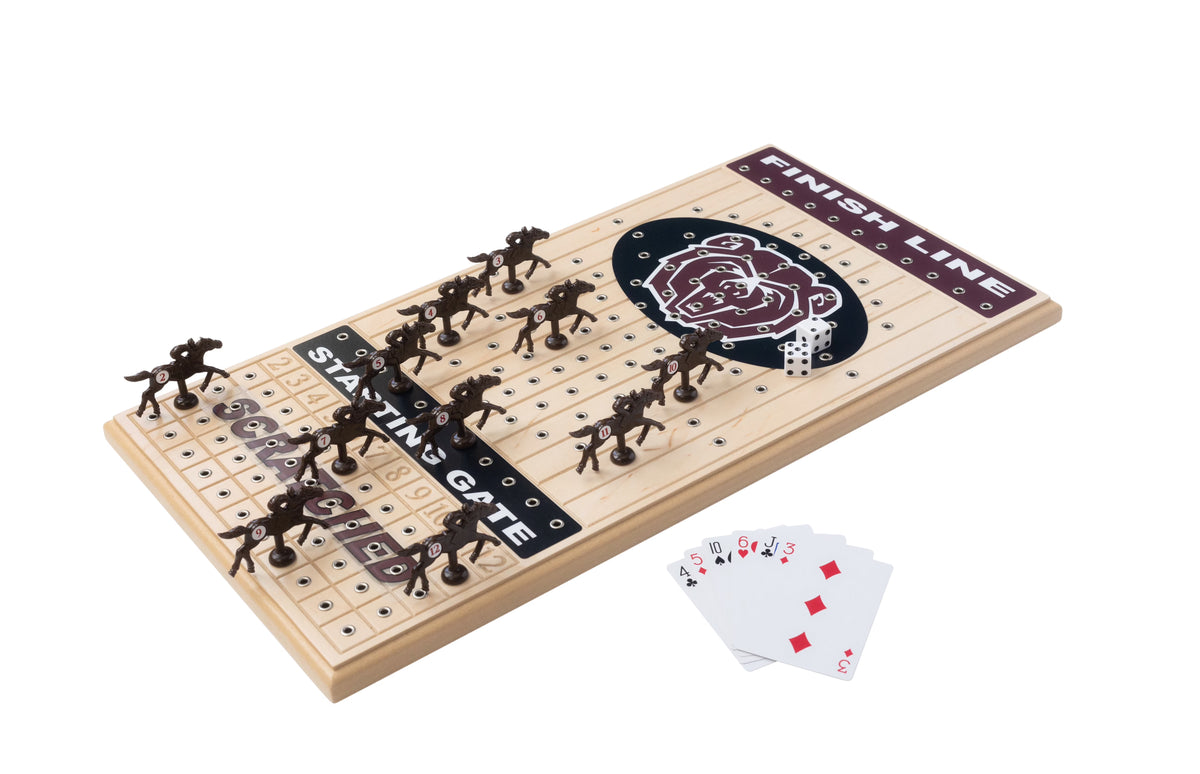 Handcrafted Maple Horseracing Party Board Game X4421