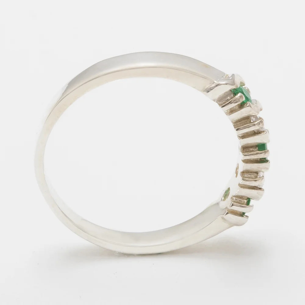10k White Gold Emerald & Cubic Zirconia Eternity Ring U220000