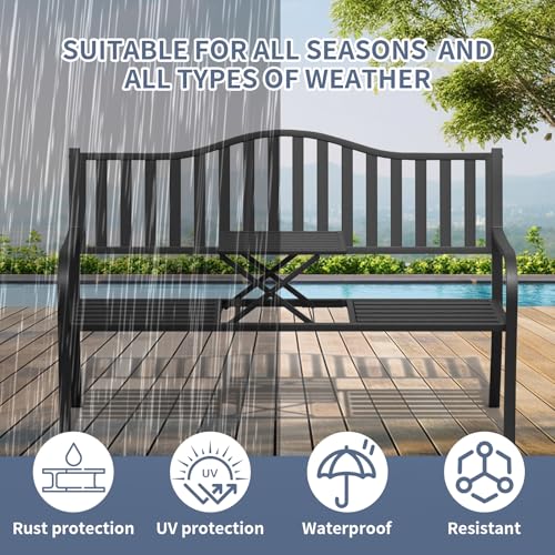 Outdoor Bench with Small Table V9654