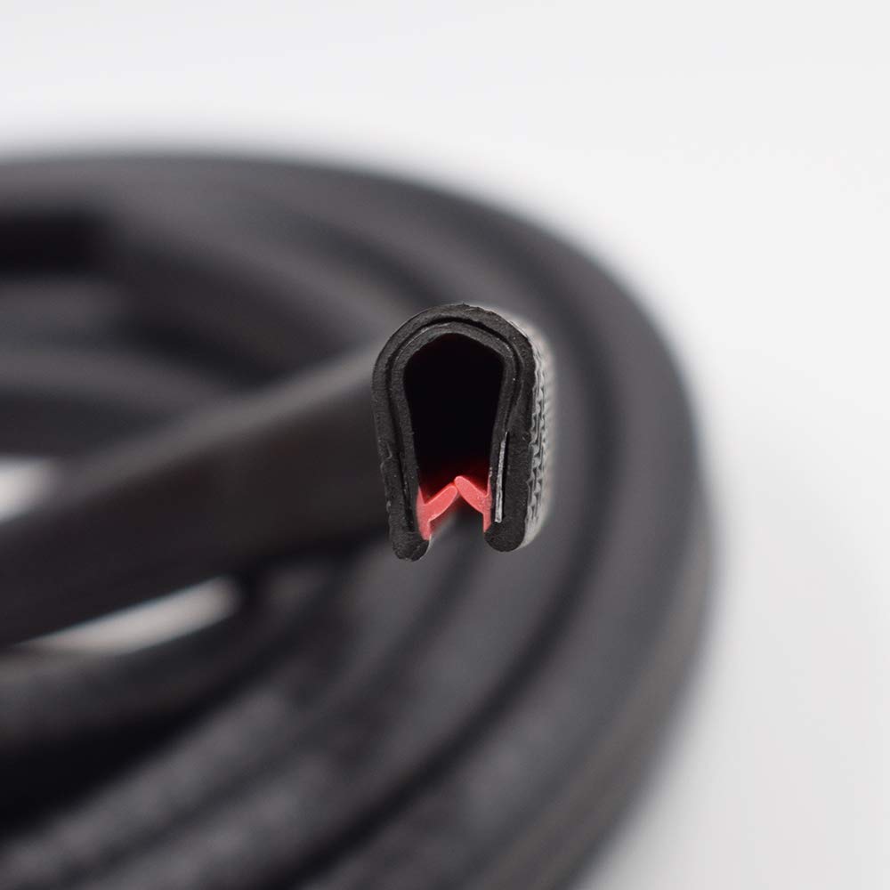 Black PVC Rubber U Edge Trim Weather Strip Protector, 21 FT, Pack of 2 P998395