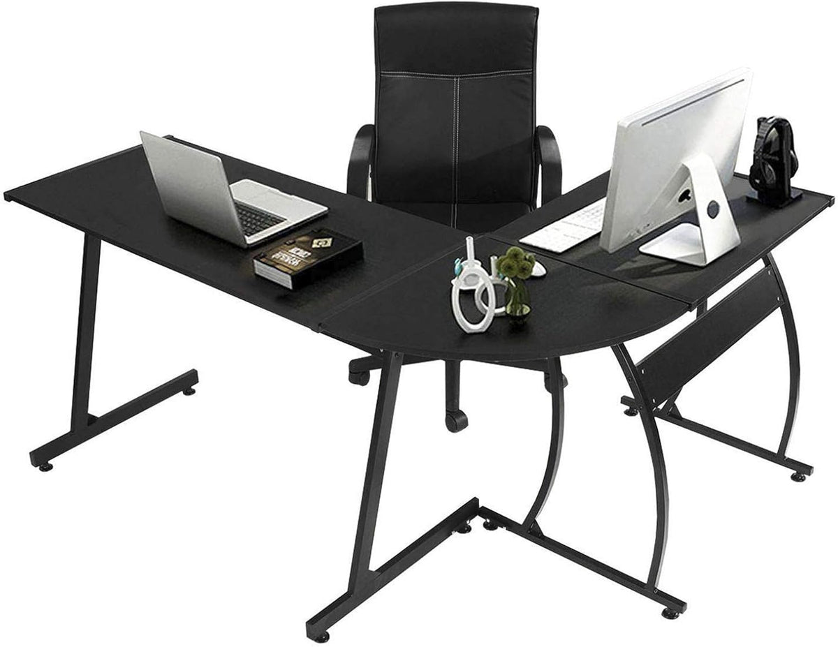 L Shaped Desk and File Cabinet with Open Storage Shelf I369