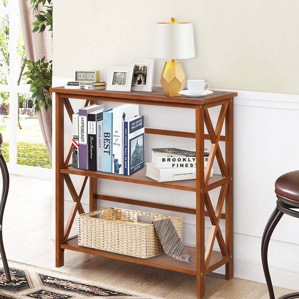 3-Tier Wooden Open Shelf Bookcase Natural E8830