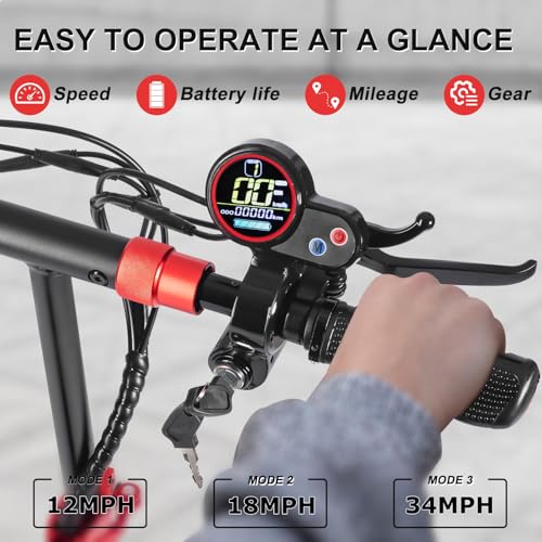 1200W Electric Scooter with Seat 11" Offroad 34MPH Speed 31-35 Miles Range 48V 18Ah Folding E Scooter L566