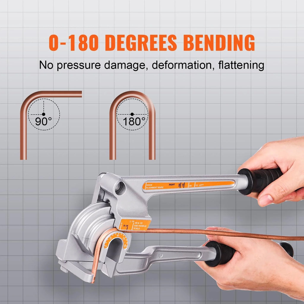 3 in 1 Lever Pipe Tube Bender for 1/4", 3/8", 1/2" O.D. 0-180° Bending Z1604