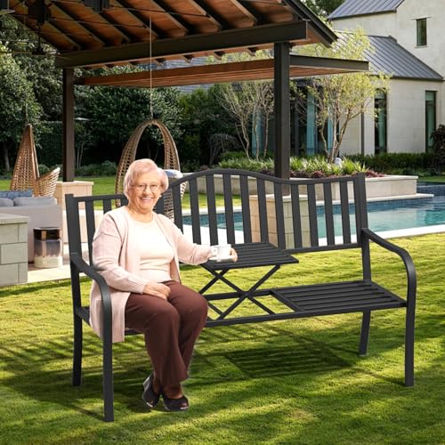 Outdoor Bench with Small Table V9654