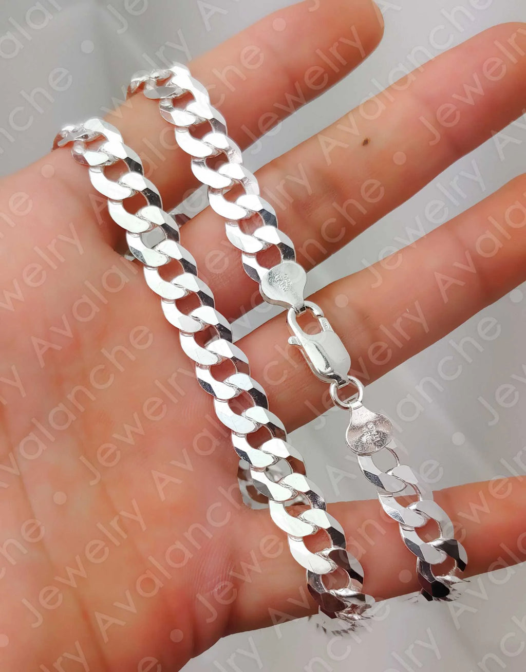 .925 Sterling Silver Flat Curb Chain Necklace 22 inches B943775