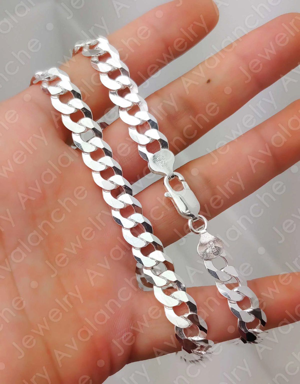 .925 Sterling Silver Flat Curb Chain Necklace 22 inches B943775