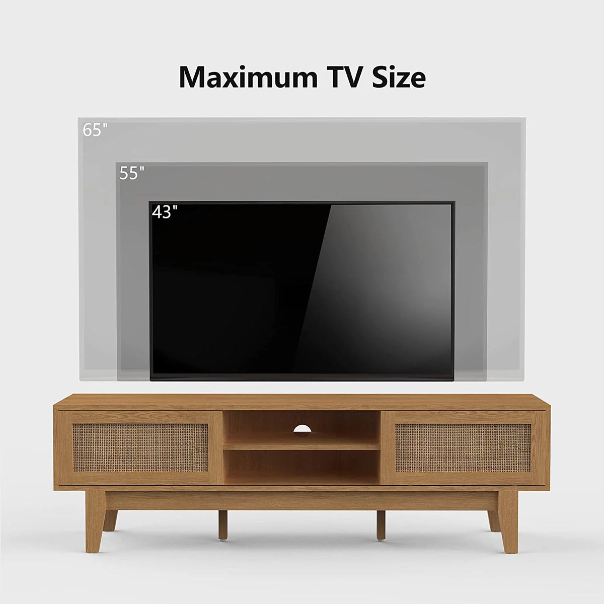 TV Stand with Rattan Sliding Doors for TVs up to 65 Inches M769