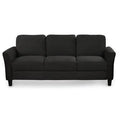 Black Linen Round Arm Sofa U2131