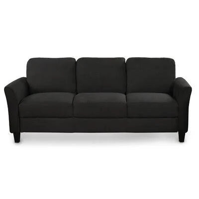 Black Linen Round Arm Sofa U2131
