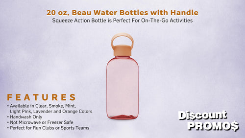 10 Pc Light Pink Plastic Water Bottles with Handle K3083