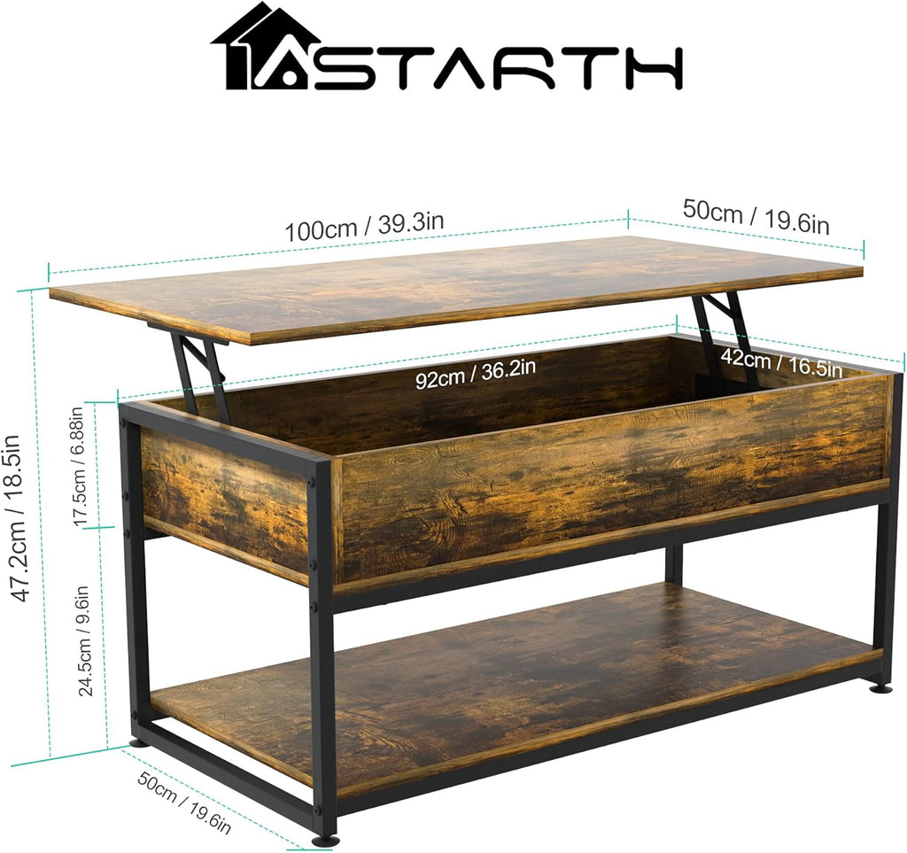 Lift Top Coffee Table with Storage Shelf J496