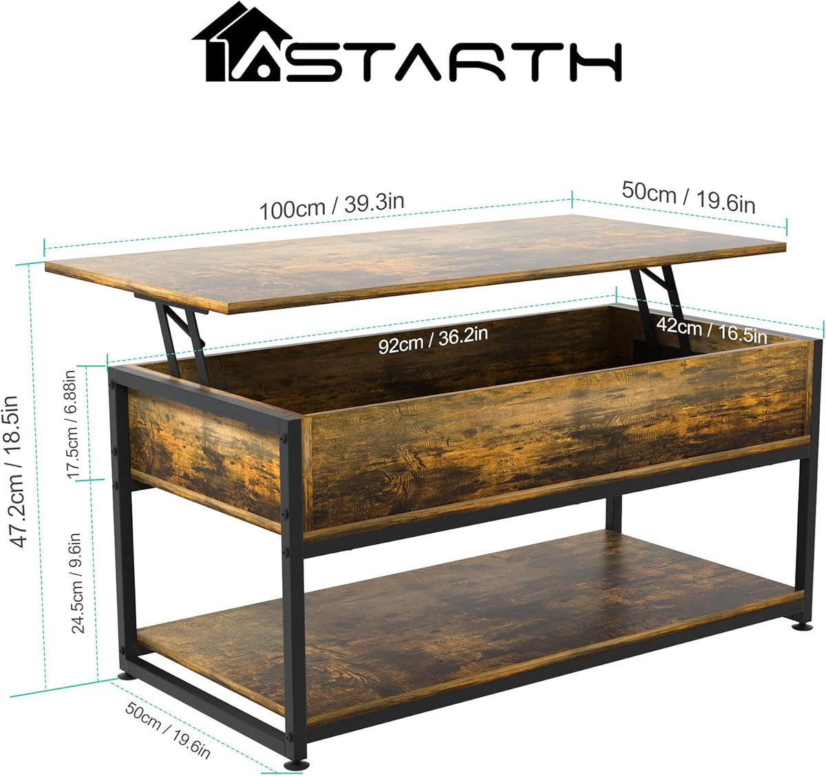 Lift Top Coffee Table with Storage Shelf J496