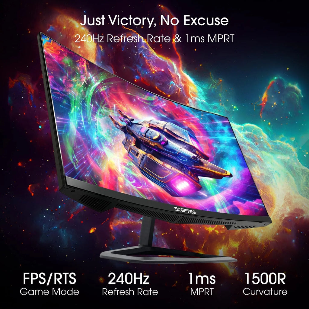 Curved 24.5-inch Gaming Monitor 240Hz 1080p 1ms DisplayPort HDMI Machine Black R11088