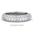 18K White Gold Pave Setting 1.61 Carat Total Natural Diamonds Three Row Band Eternity Ring G273