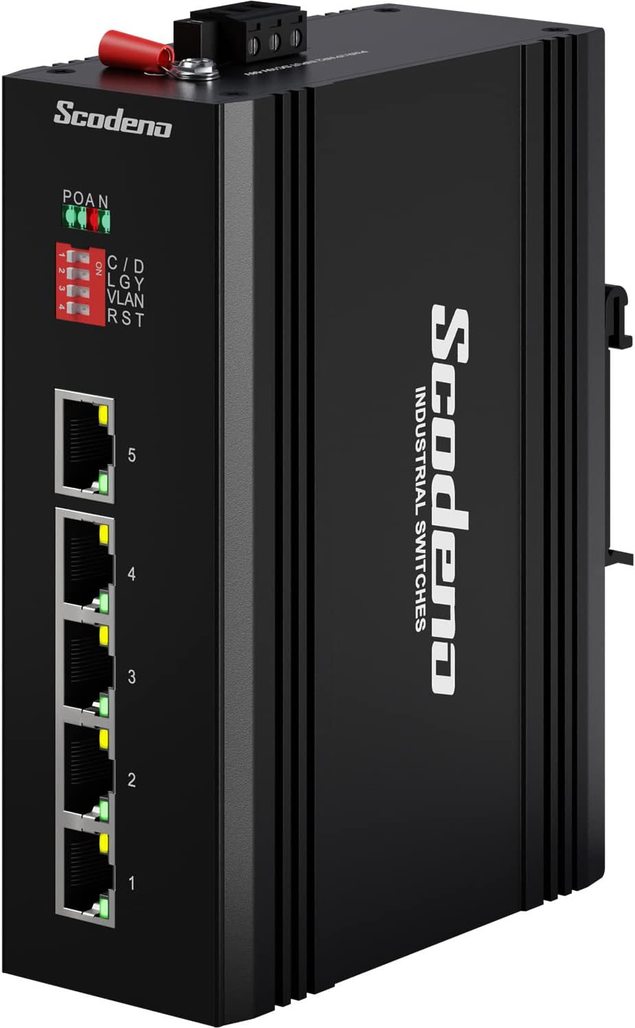 5 Port Industrial Ethernet Switch, DIN-Rail Mount, IP40, Metal Housing, Pack of 2 W1640