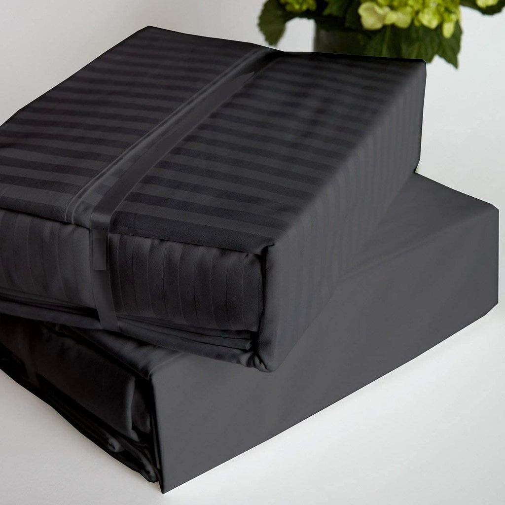 Silver Grey Striped King Duvet Cover with Zipper Closer G370