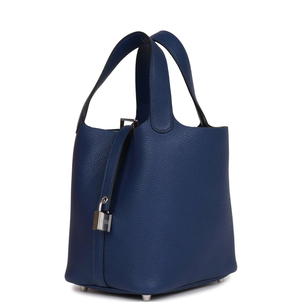 18 Bleu Saphir Palladium Hardware Bucket Bag P55123