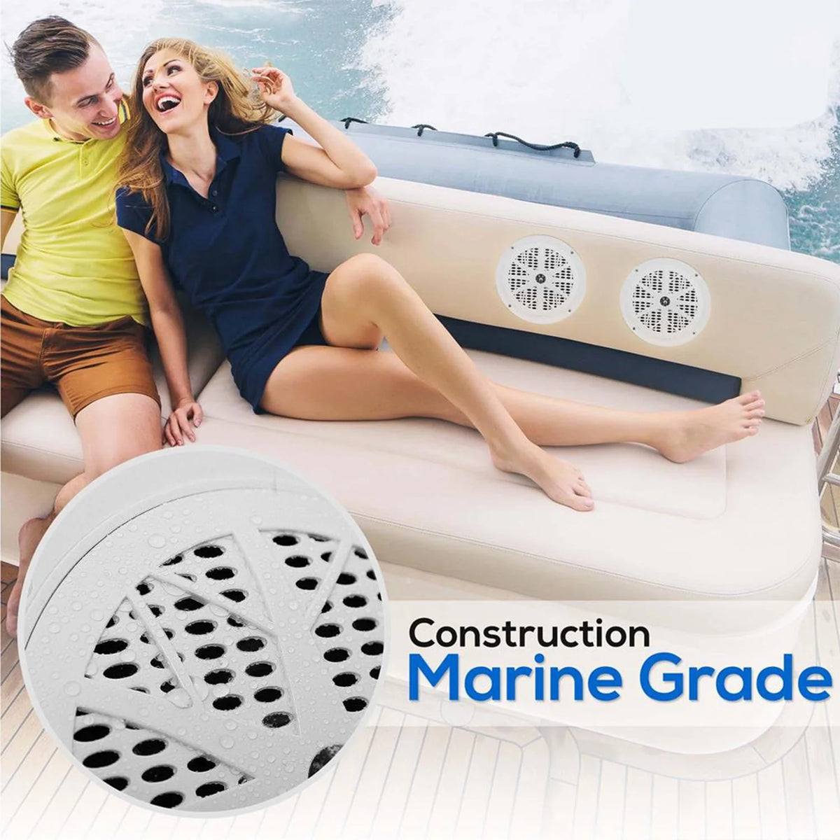 White Marine Receiver Stereo System with 5.25 Inch Speakers S310