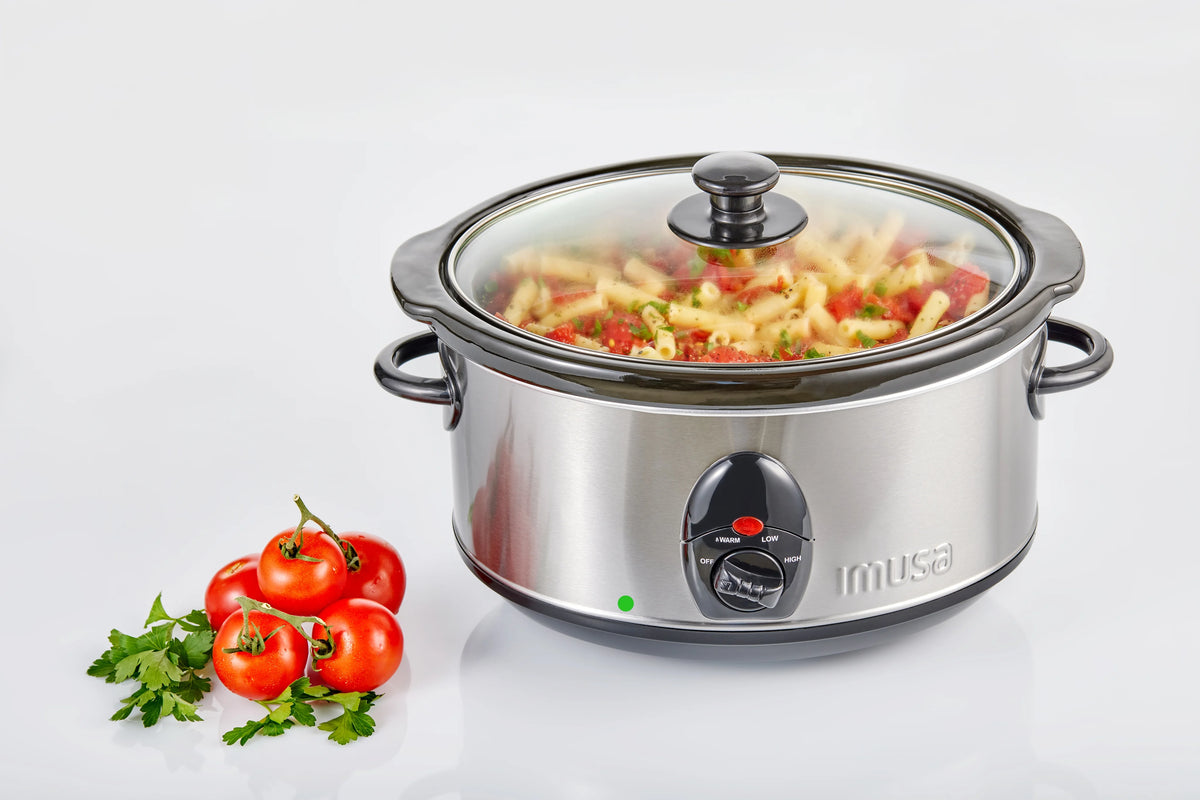 5 Quart Stainless Steel Slow Cooker with Glass Lid and Detachable Base H534225