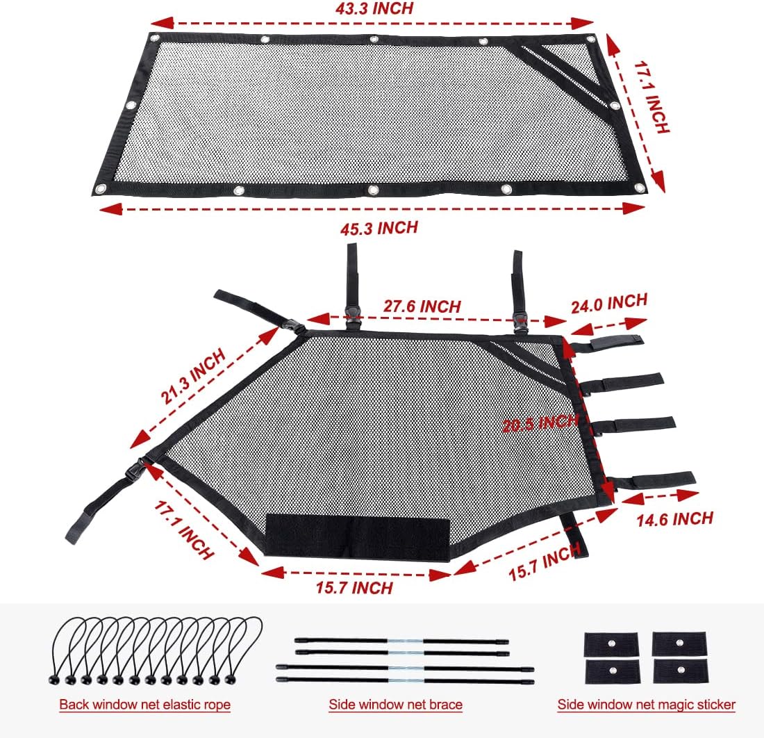 Pack of 2 Roll Cage Mesh Window Nets for Polaris RZR PRO XP/4 T434841