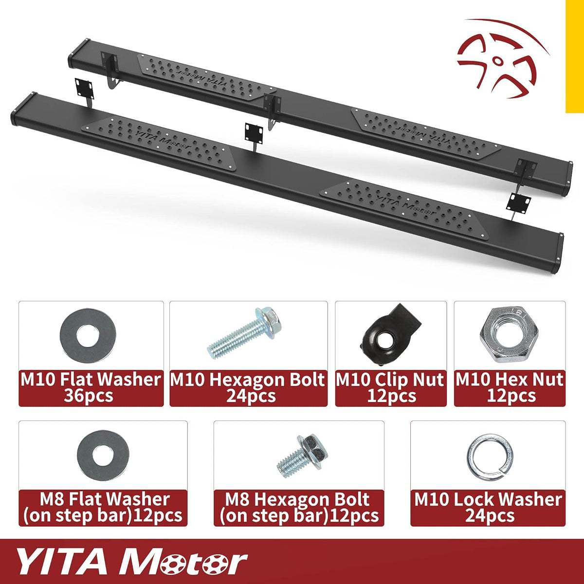 6.5 Inches Aluminum Running Boards Side Steps Nerf Bars S1006