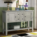 Blue Console Sofa Table with Storage Drawers Cabinets and Bottom Shelf M313
