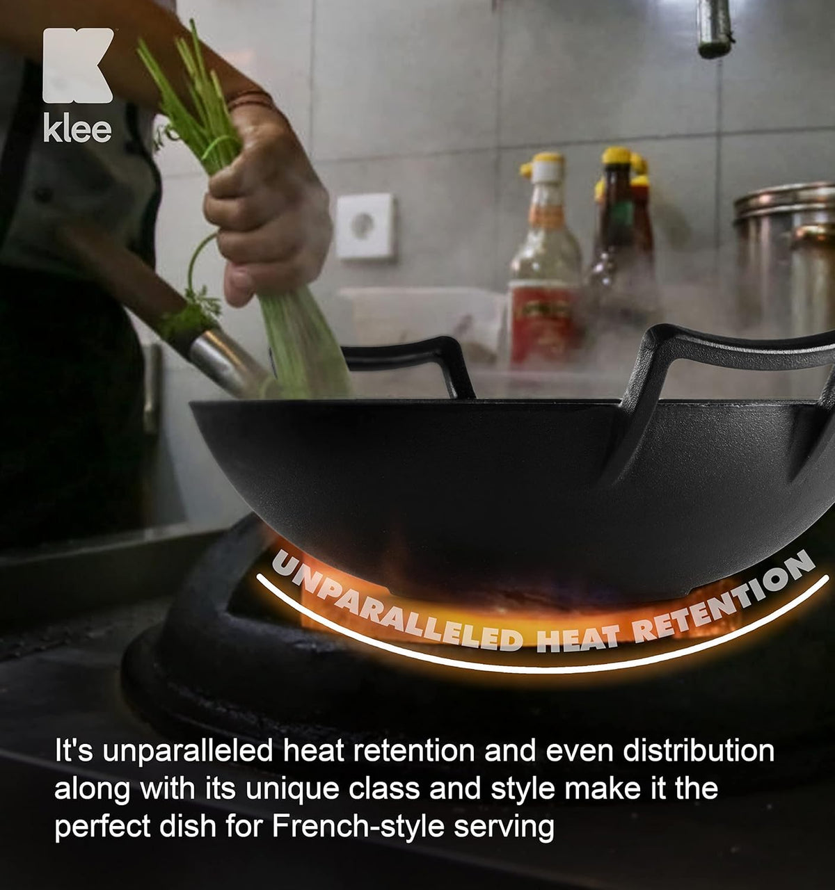 Pre-Seasoned Cast Iron Wok Pan with Lid and Handles, 14 Inch Flat Base Non-Stick, Pack of 2 X3716