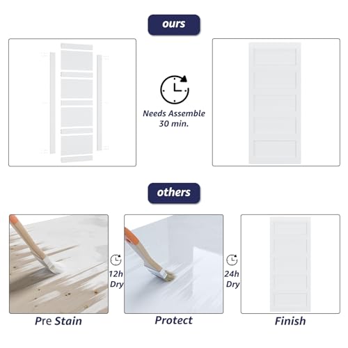 White 5 Panel Sliding Barn Door with 6ft Hardware Kit C5401