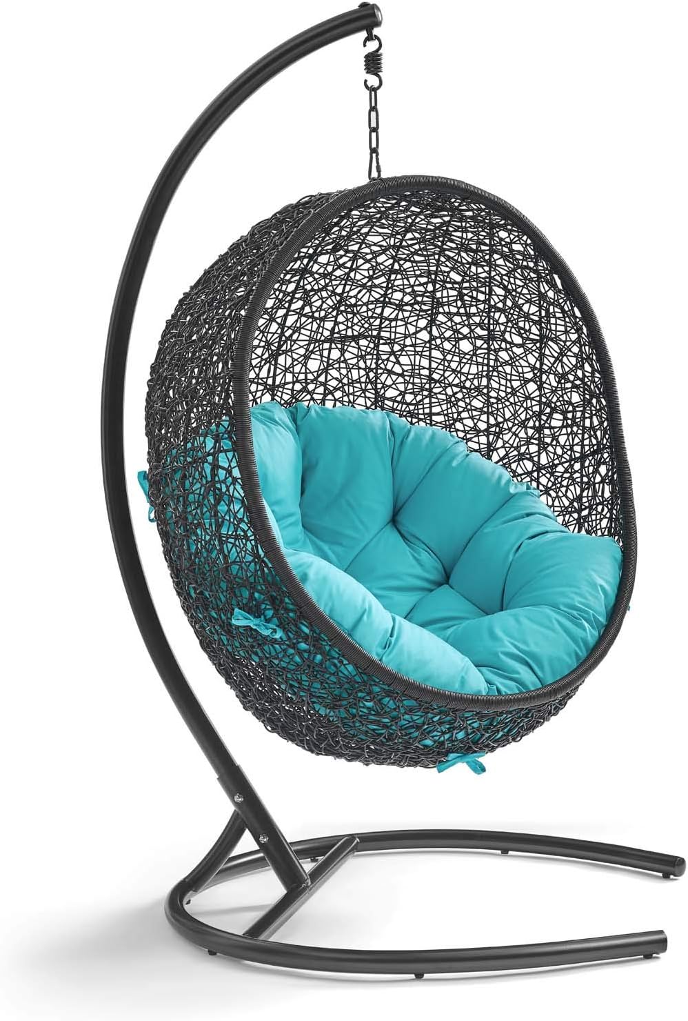 Navy Wicker Rattan Swing Chair with Stand W546488