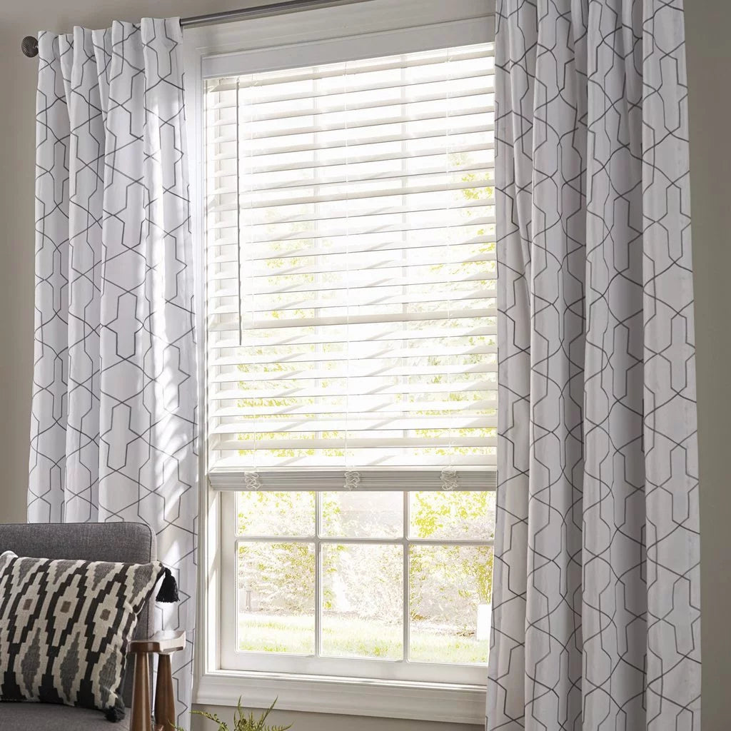 2-inch Cordless Faux Wood Horizontal Window Blinds, White, 34X64 F529748