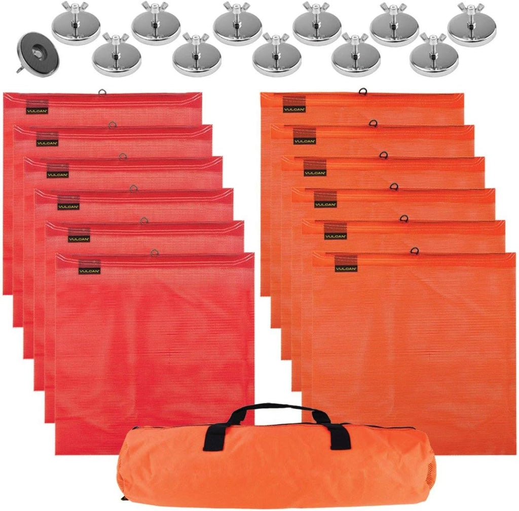Heavy Duty Flags and Magnets Kit with 12 Magnets, 6 Orange Flags, 6 Red Flags, and Storage Bag I12622
