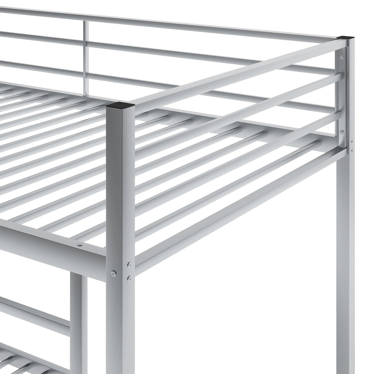 Metal Twin over Twin Low Bunk Bed with Ladder and Safety Guardrails I591