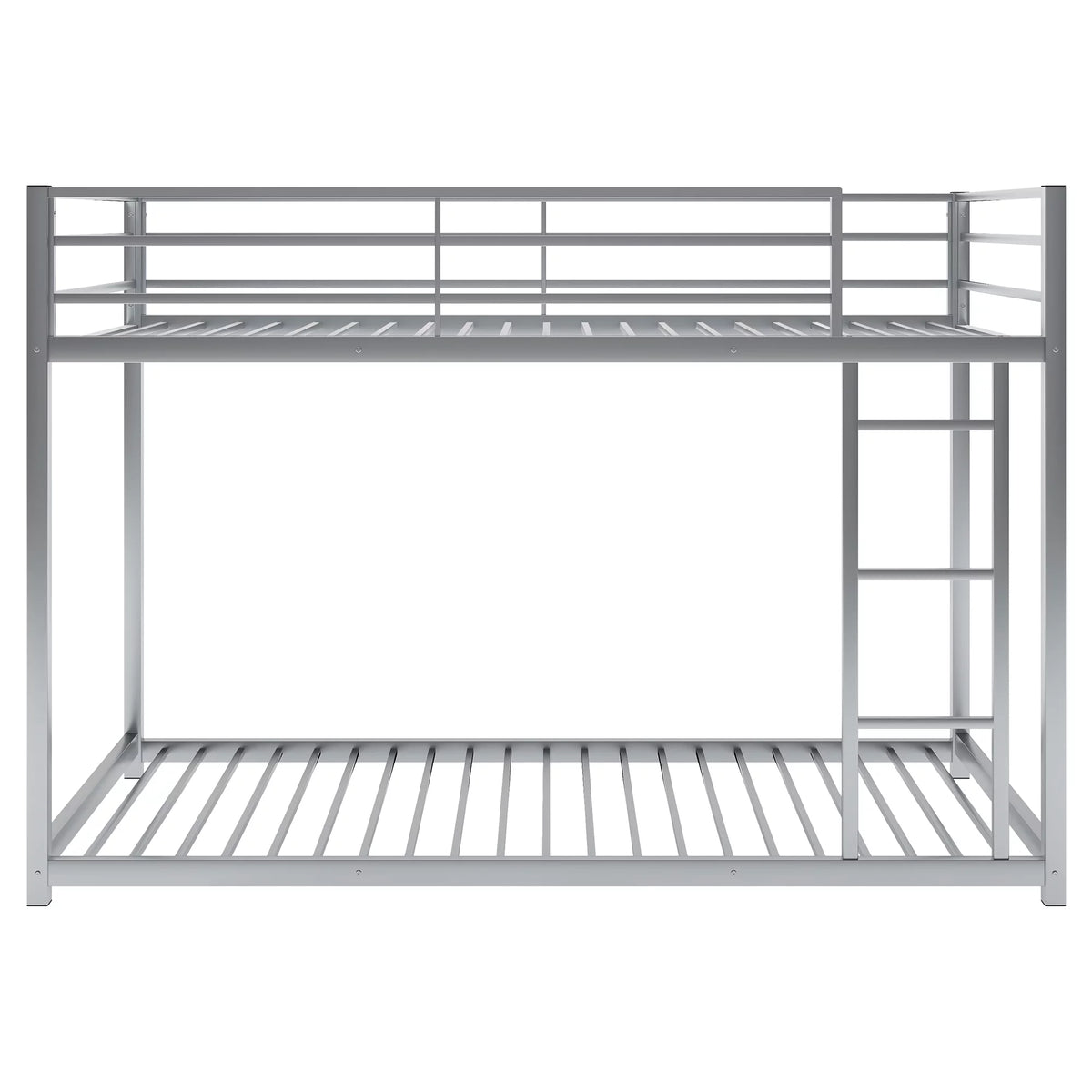 Metal Twin over Twin Low Bunk Bed with Ladder and Safety Guardrails I591