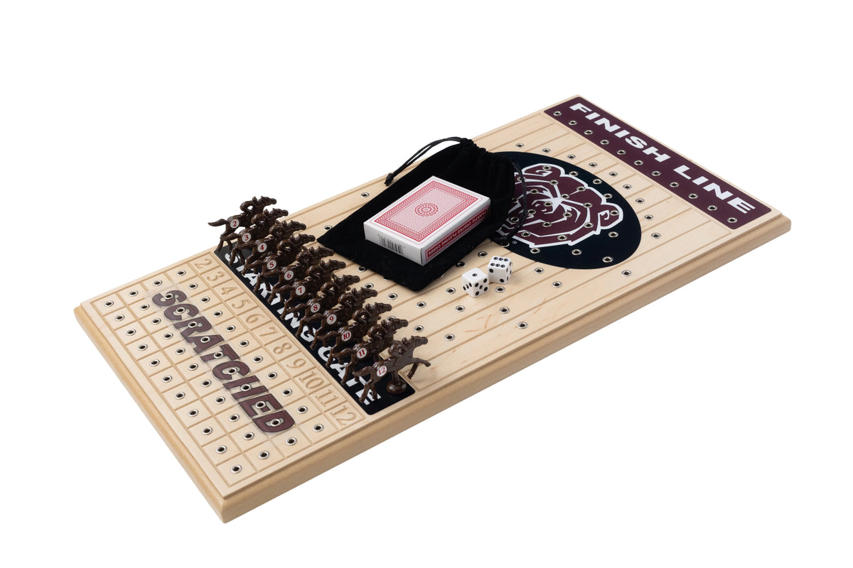 Handcrafted Maple Horseracing Party Board Game X4421