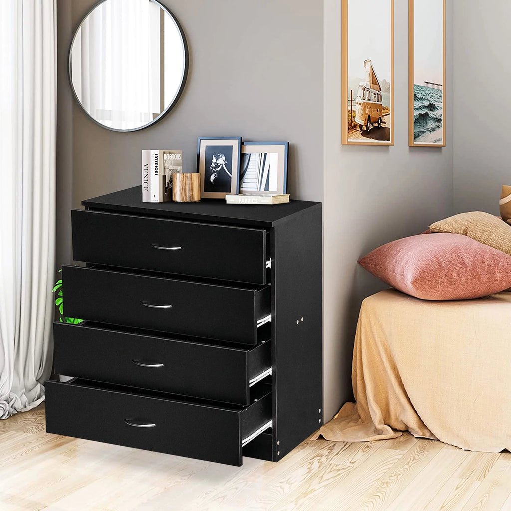 Black 4 Drawer Wood Dresser T5707