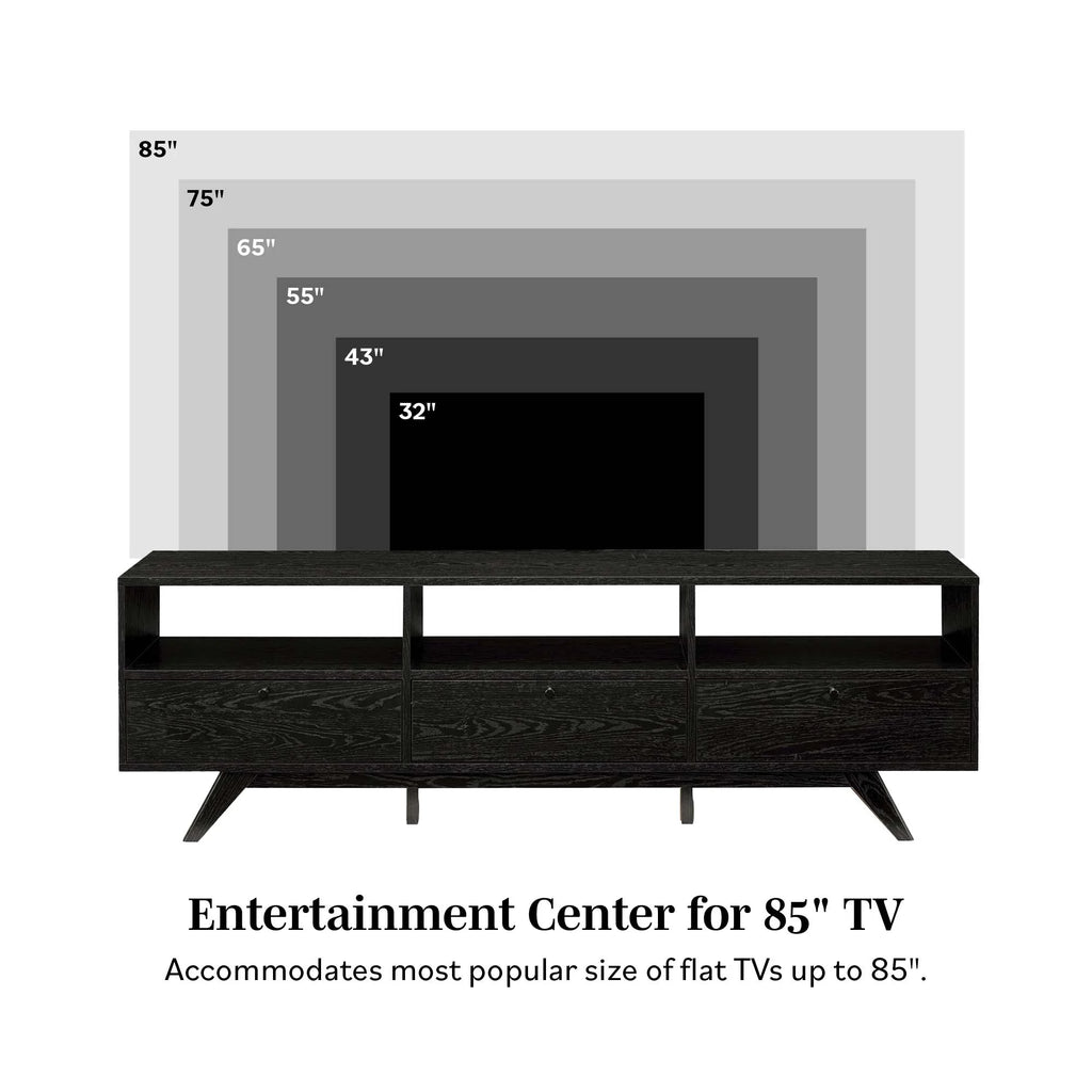 Black Mid-Century Modern Storage TV Stand W128775