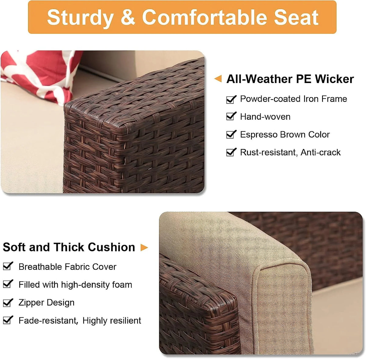 8 Pc Wicker Rattan Outdoor Furniture Set with Storage Box U27558