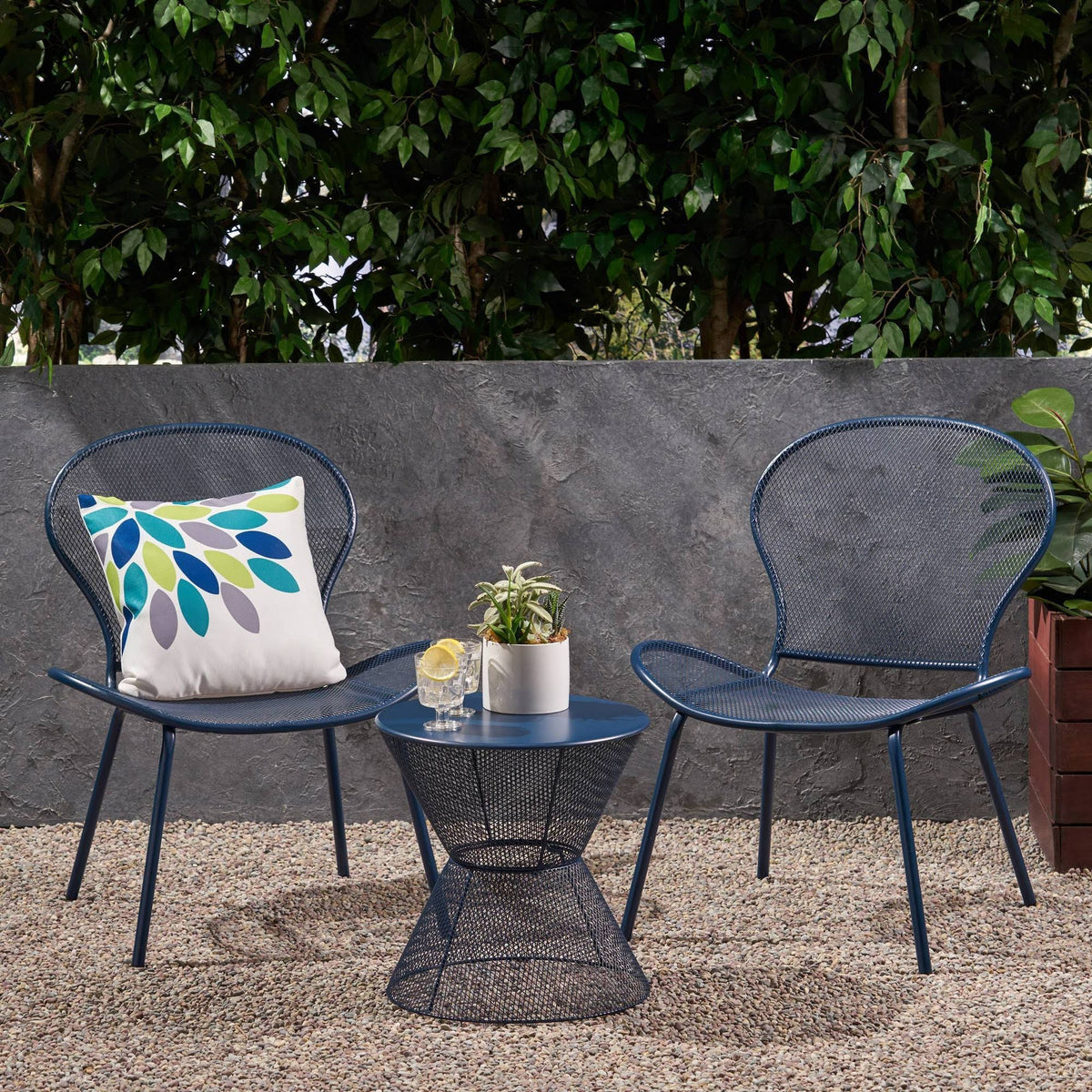 3PC Iron Chat Set Matte Navy Blue Y971