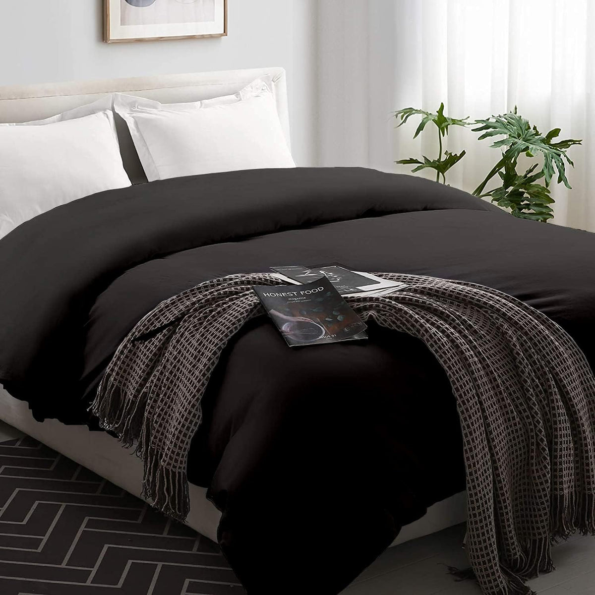Silver Grey Striped King Duvet Cover with Zipper Closer G370